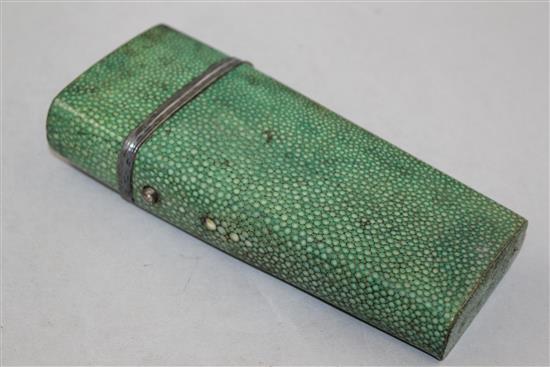 A George III shagreen cased draughtsmans set, 6.75in.